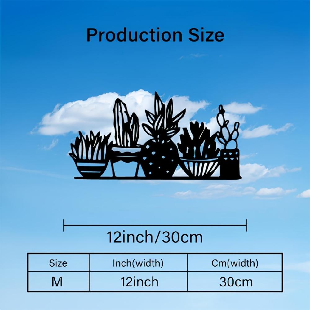 

2D Flat Cactus Metal Wall Art Black, Silhouette Decorative Plaque Sign for Living Room Bedroom Office 30cm/12inch