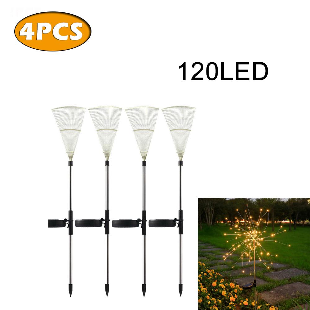 1~4PCS LED Solar Power Firework Lights Garden Decoration Fairy Lamp Waterproof Outdoor Dandelion Lawn Light Patio Garden Decor