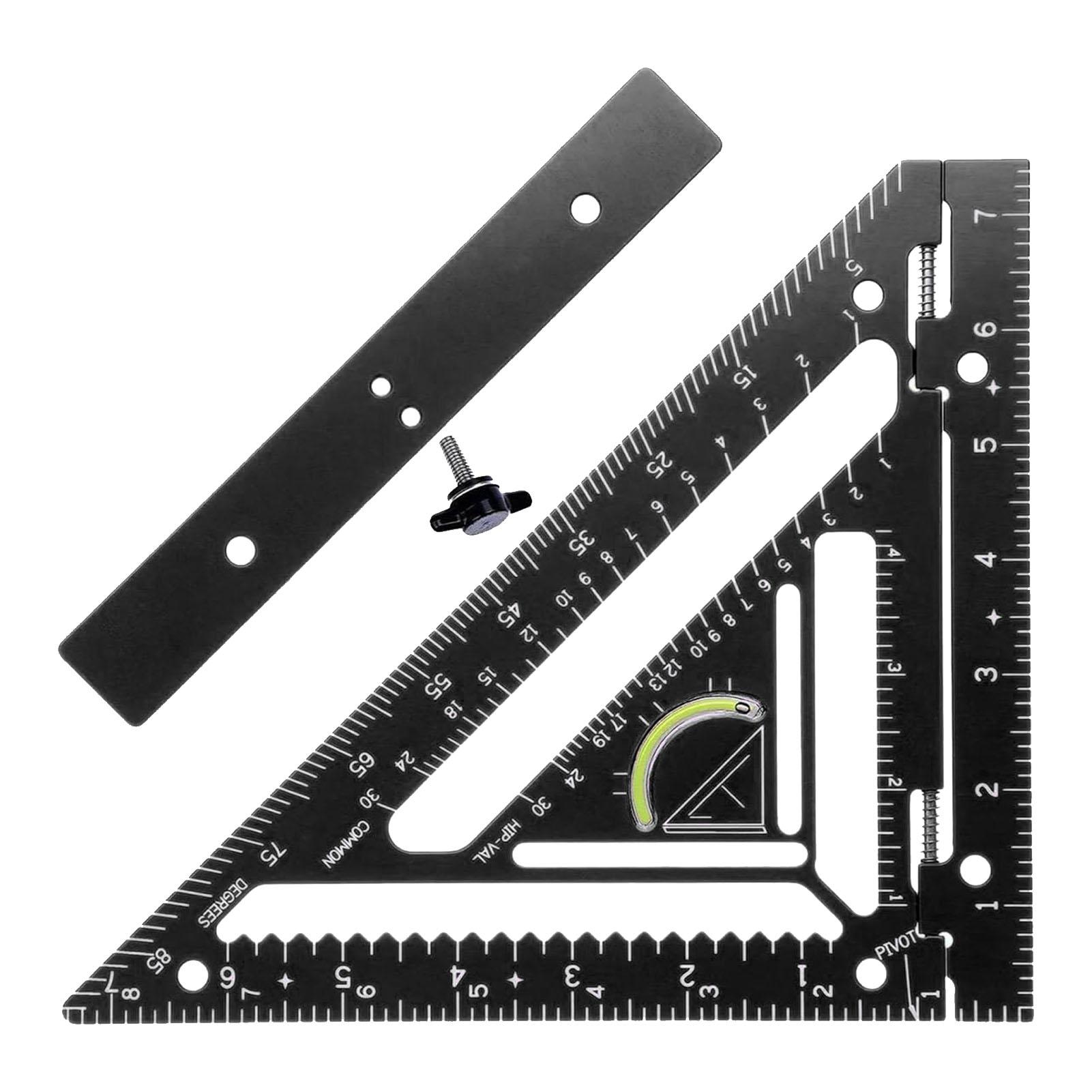 

Rafter Square Tool Aluminum Alloy Triangular Ruler Protractor Carpenter Square with Jig Block for