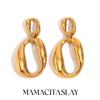 MamacitaSlay 316L Stainless Steel Irregular Double O Letter Earrings Waterproof 18K Gold Plated Jewelry Women's Charm Earrings