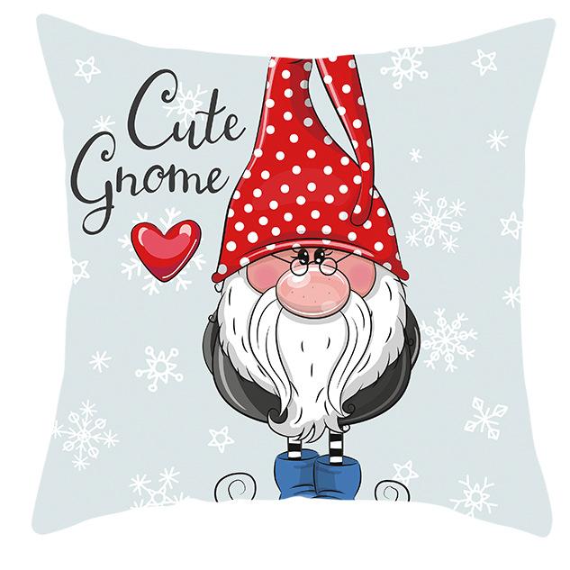New Christmas Dwarf Pillow Cover Christmas Cute Dwarf Peach Skin Cushion Cover