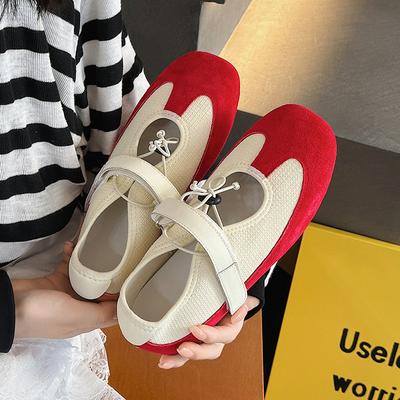 Mary Jane Damenschuhe Frühling und Sommer neue Leder Weichsohlen Ballerinas vielseitig, hässlich und niedlich Klettverschluss Damenschuhe