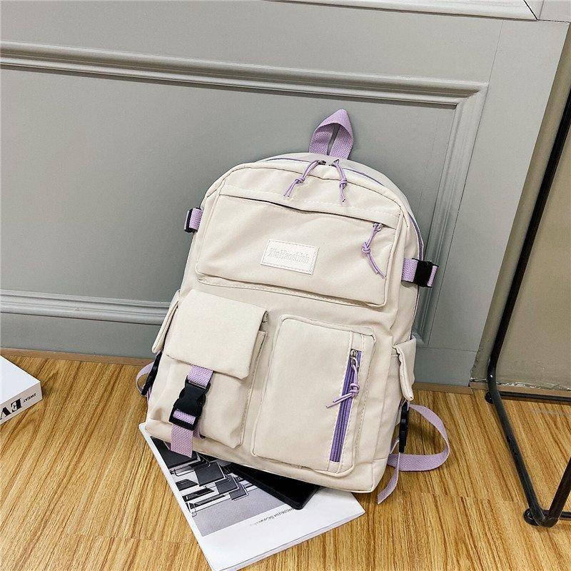 Canvas Women's Backpack Students School Bags for Girls Teenager Cute Multi-pocket Schoolbag Rucksack Handbags Laptop Backpack