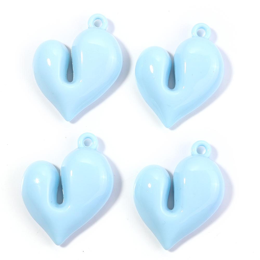 4Pcs Irregular Heart Shape Acrylic Beads Charms Colorful Pendant Loose Beads For DIY Bracelet Necklace KeyChain Jewelry Findings