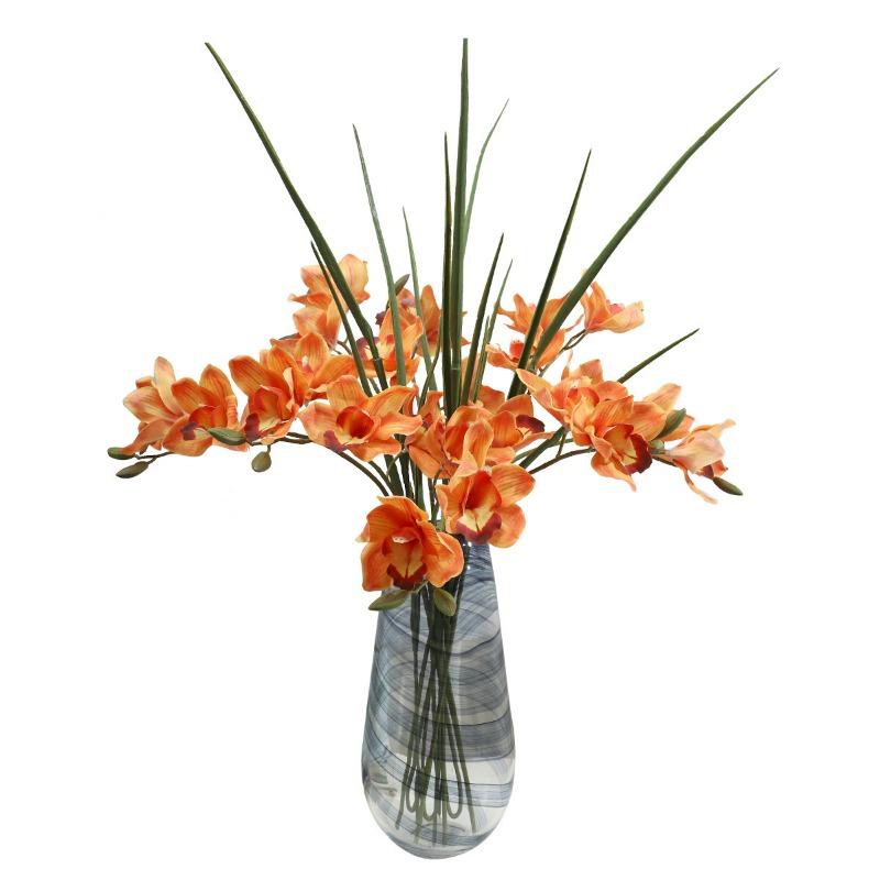 Cymbidium Goeringii Toque Simulado Cymbidium Goeringii Simulado Decoração para Sala de Estar Doméstica Flor Artificial Bonsai