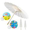 40/60CM DIY Handbemalung Papierregenschirm Chinesischer Stil Dekorativer Weißer Ölpapierregenschirm mit Holzgriff Kinder Ausmalen Orientalischer Regenschirm Bastelarbeiten