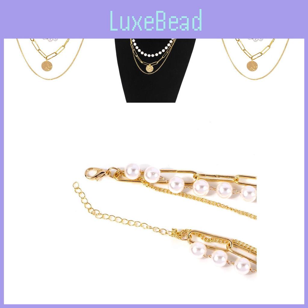 Elegant Multi-layer Pearl Necklace With Geometric Design For Fashionable Style