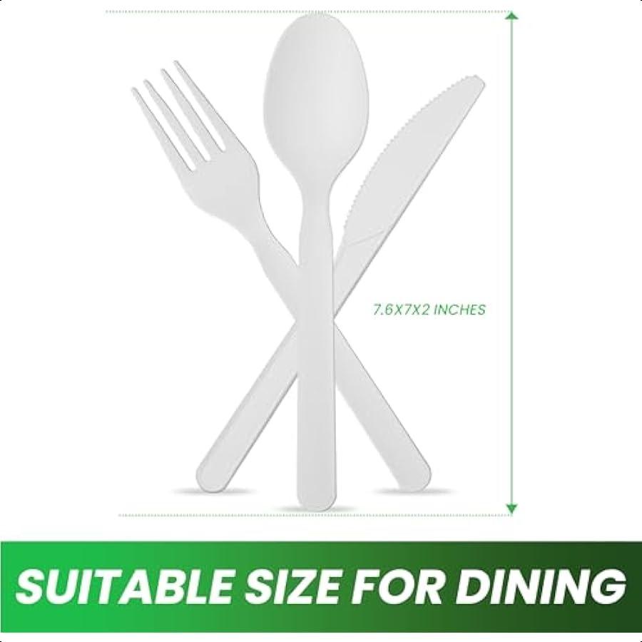 Compostable Cutlery Set Biodegradable Utensils Party Kit for Parties and Camping EcoFriendly Disposable Cutlery Set HeavyDuty B