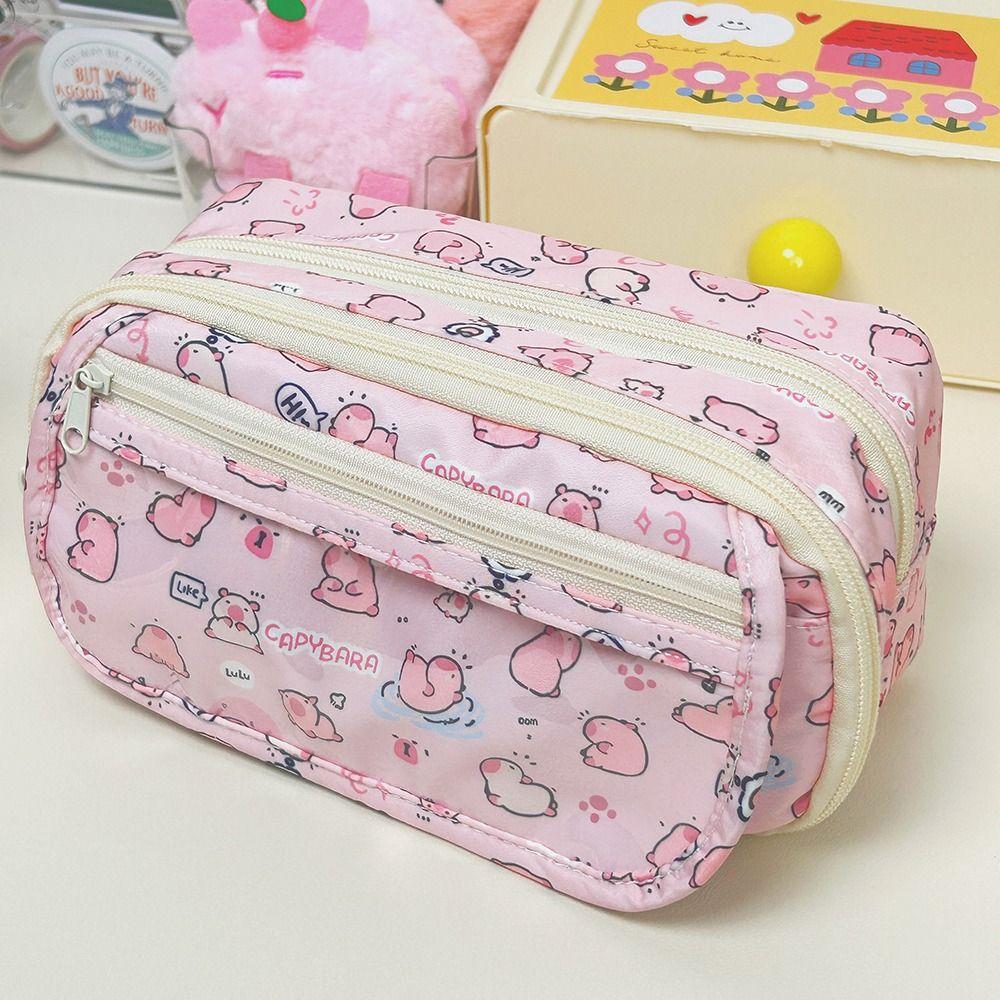 

Large Capacity Pen Bag Three-layer Stationery Bag Minimalist Storage Bag Gift 01