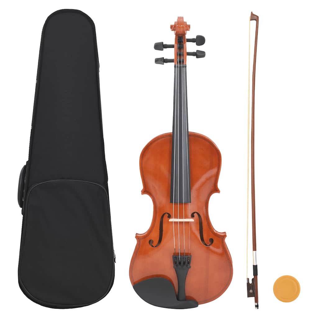 Violin Complete Set with Bow and Chin Rest Dark Wood Size 4 4