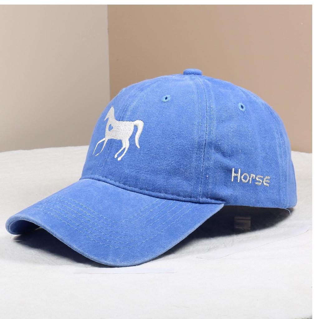 Love Horse Embroidered Cotton Baseball Cap - Casual Outdoor Sun Protection Hat