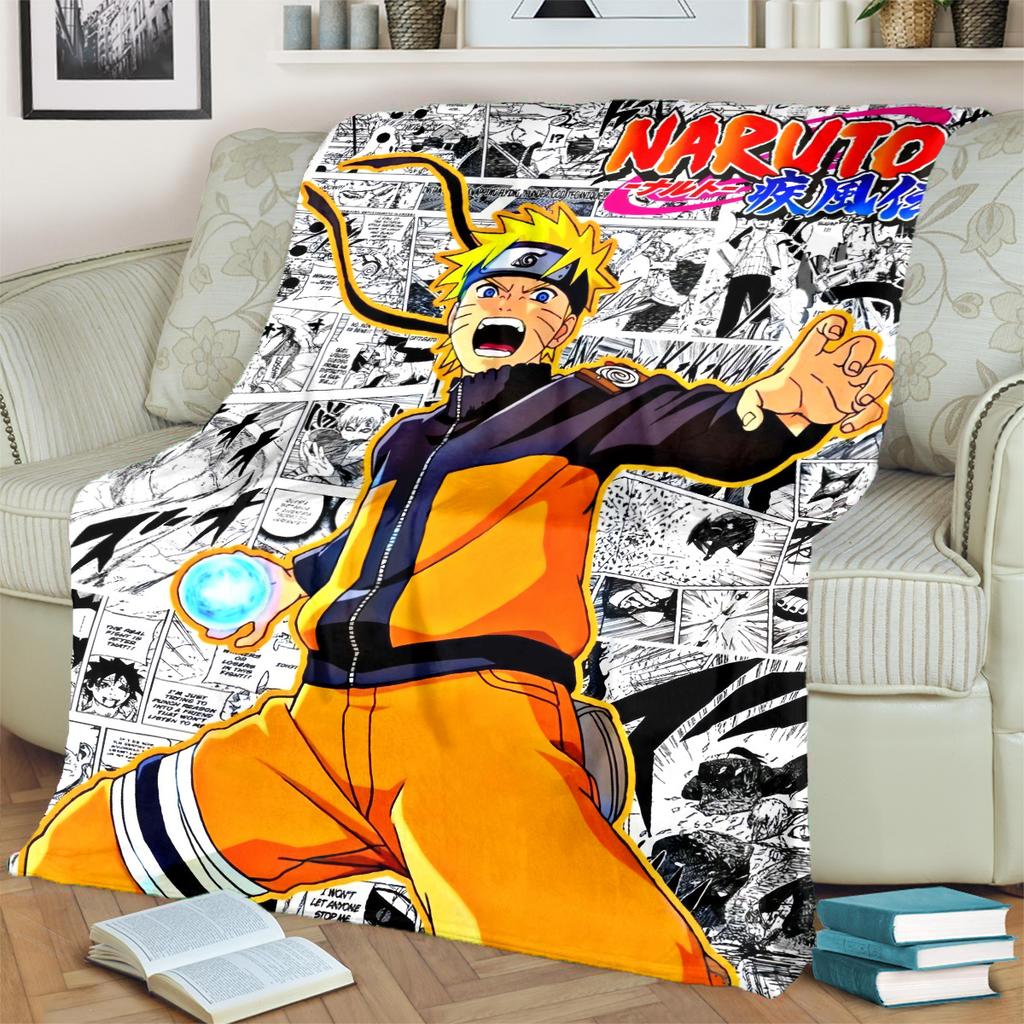 Anime-Naruto Print Blanket Warm Comfortable Flannel Blanket for Bedrooms, Sofas, Beds, Chairs, Picnics, Travel -LXR43