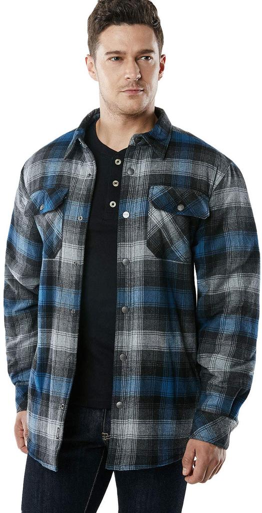 CQR Thick Sherpa Jacket Night Sky Size Durable and Check Solid Perfect for Outdoor and American Casual Men's (HOK710) - S, Warm, & Suede,