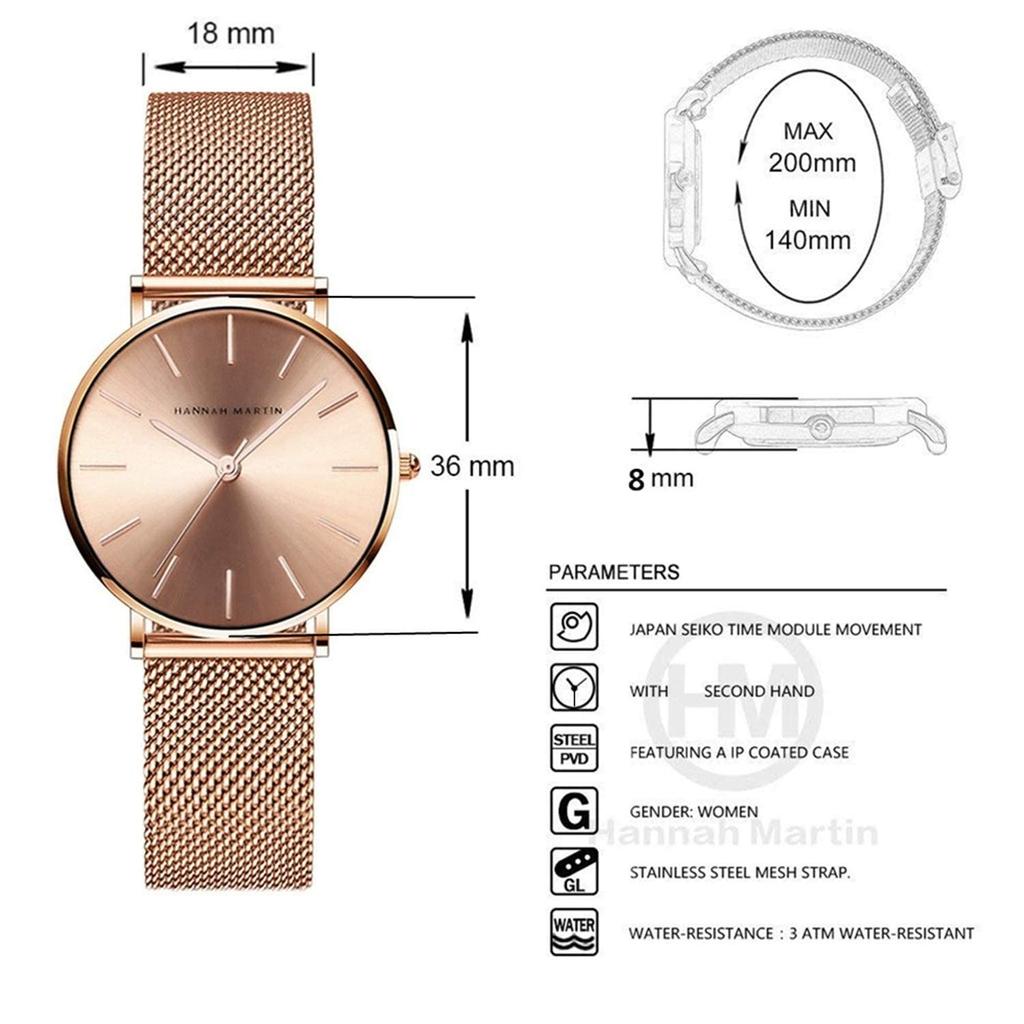 Hodinky Hannah Martin Stylové klasické jednoduché hodinky Business Quartz dámské dámské