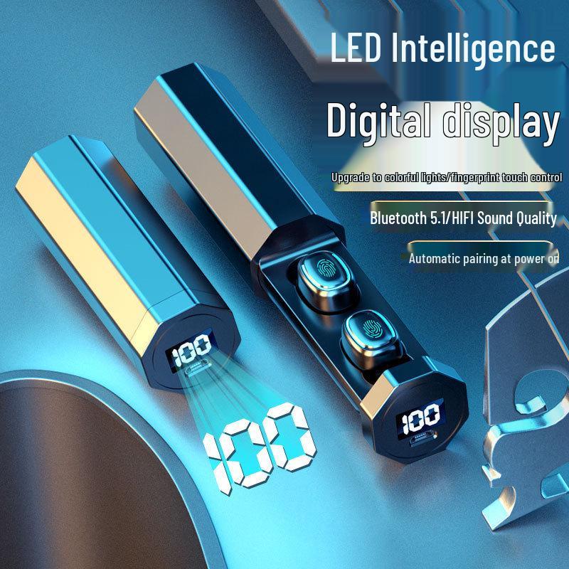 Wireless Bluetooth In-ear Headset with LED Display & Long Battery Life