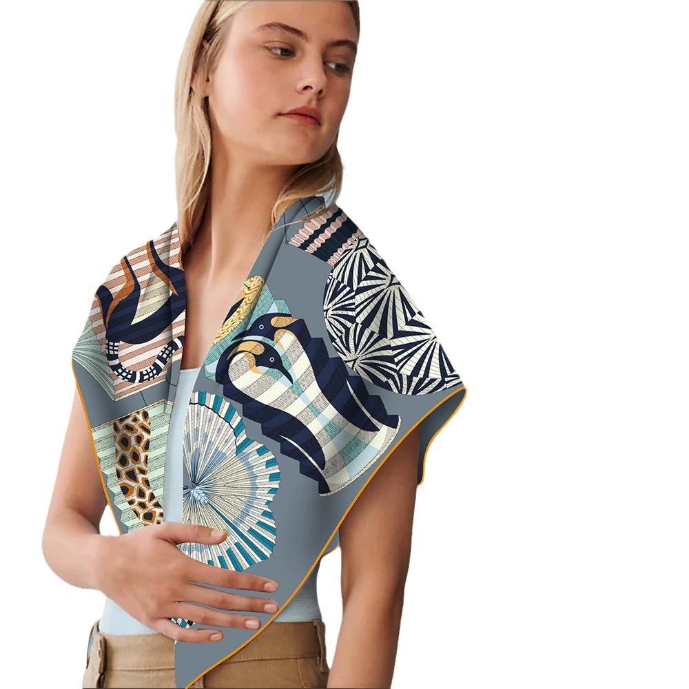 Women Light Luxury Triangle Scarf Shawl Hijabs Women Printing Bandana Foulard Neckerchief For Ladies