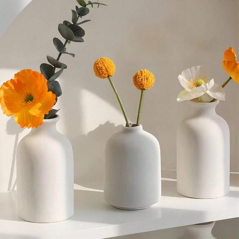 Set of Three Bohemian Ceramic Vases for Home Decor Living Room Bookshelf Dining Table Decorative Accessories