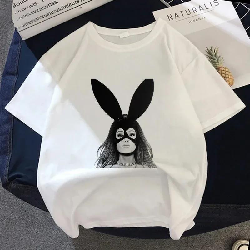 Kobiety Ariana Grande Niebezpieczna Kobieta Harajuku Koszulka Z Nadrukiem Topy Moda Letnia Koszulka Z Krótkim Rękawem Dziewczyna