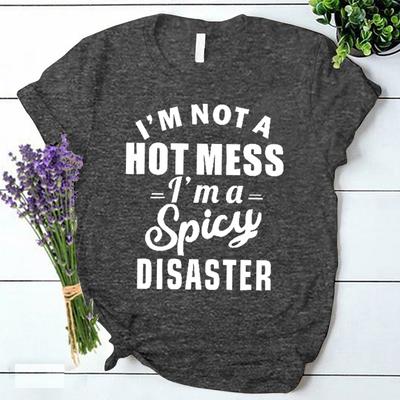 Im A Spicy Disaster Print T Shirt Korean Vintage Streetwear Y2k Clothes Summer Fashion Harajuku Women Clothing Trendy Tee Shirt