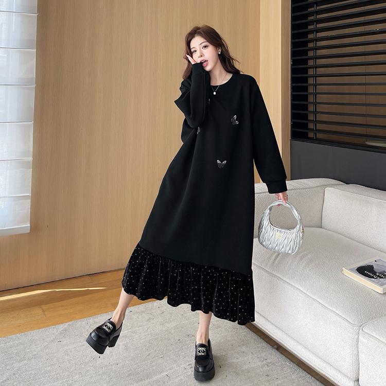 DIMANAF 2025 Women Pluls Size Cotton Long Sleeve Autumn Casual Tops Tees Stripe Shirt Solid New T-Shirt Loose Pullover