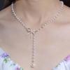 Elegant Alloy Bow and Pearl Tassel Necklace for Women