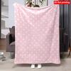1pc 2D Flat Print Pink with White Dots Single-Sided Printed Flannel Blanket, Soft and Skin-Friendly, Portable Decorative Blanket for Sofa Naps and War