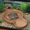 Badtunna för reptiler med bred öppning och ramp, matningshylla för husdjur, matskål för sköldpaddor, terrariedekoration