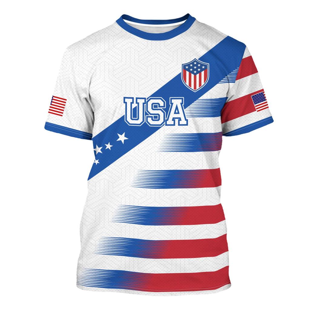 Unisex Retro Style Soccer Fan Jersey USA Graphic Printed Short Sleeve Crew Neck Athletic Fit Tee Shirt for Sports and Casual Wear