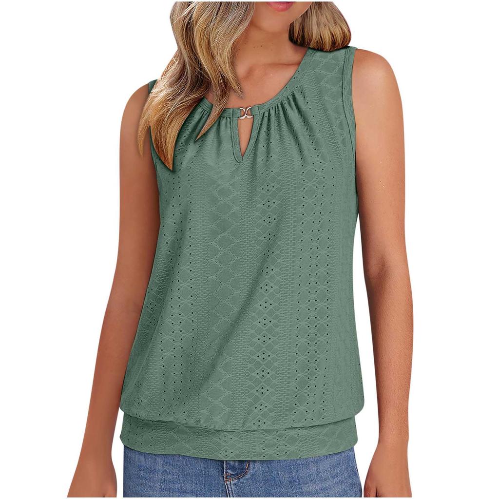 Damenmode Rundhals Ärmelloses Tanktop Farbe Lässiges Oberteil