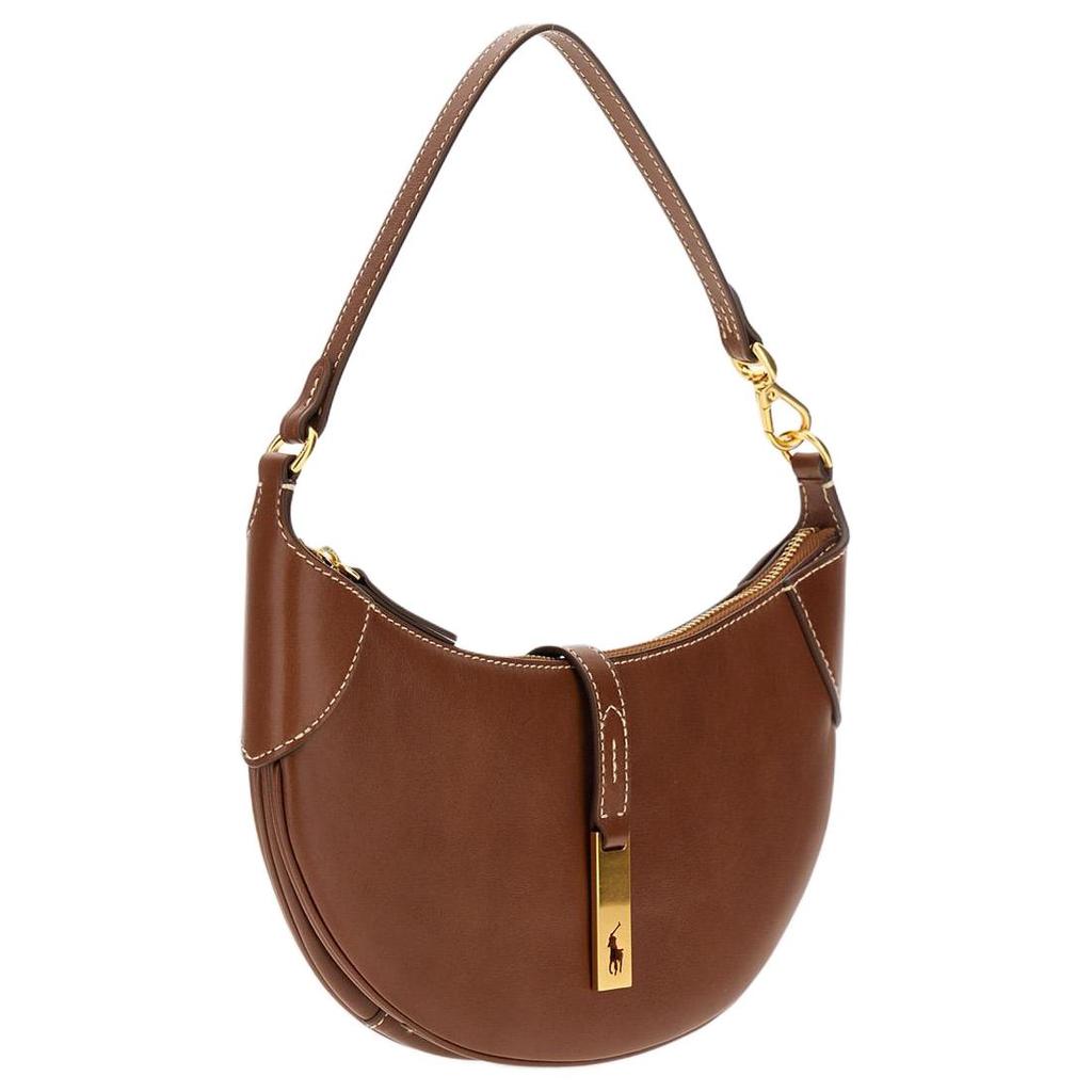 Polo Ralph Lauren Adjustable Strap Leather Tote Shoulder Bag Small Women Bags Dark-Brown 428871248014