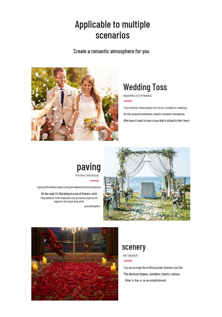 Non-Woven Artificial Rose Petals for Wedding Decorations and Hand-Thrown Arrangements