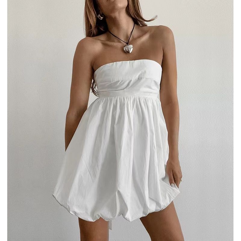 Fashion Style New Sexy Sleeveless Shoelace Bandeau One-Shoulder Silm Dress Sexy Strapless Dress