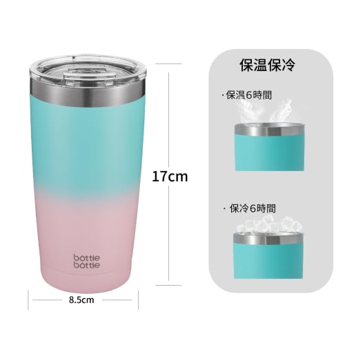 BOTTLE BOTTLE Tumbler with Lid, Spill-Resistant, 600ml Large Capacity Water Bottle, Double-Walled Stainless Steel Coffee Bottle, Vacuum Insulated, Kee