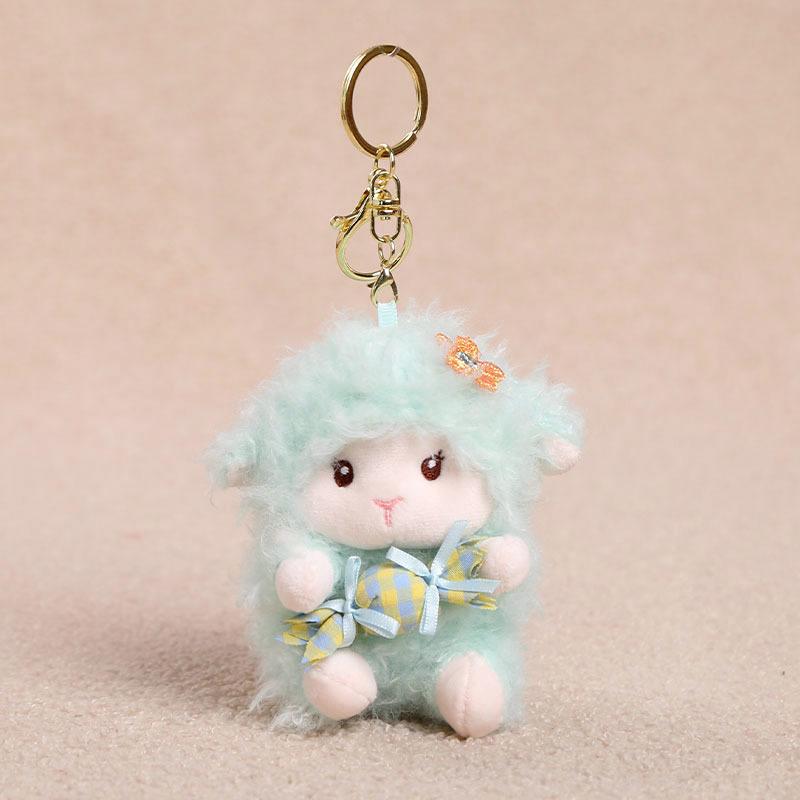 Candy Holder Pendant Plush Seated Sheep Keychain Pendant With Metal Ring Soft Cute Lamb Bag Charm Stuffed Accessory For Backpack