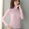 Women's Slim Fit High Collar Cotton Long Sleeve T-Shirt for Autumn and Winter