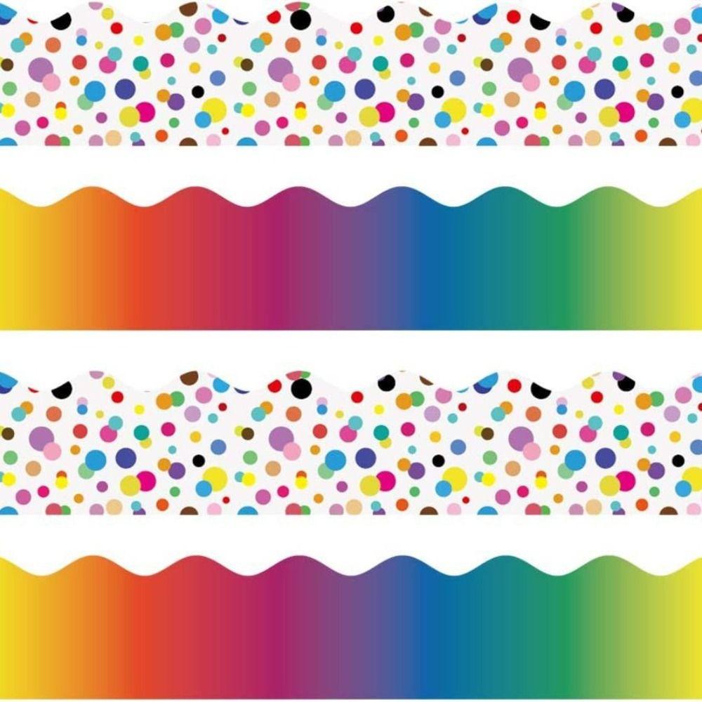 Colored Wavy Edge Paper DIY Wall Decoration Poster Border Stickers  for Classroom Board Home Party