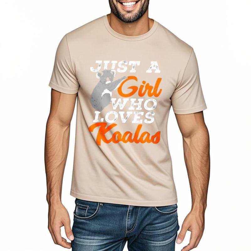 Soft Teeshirt Boys Oneck T Shirt Vintage Just A Girl Who Loves Koalas Classic For Unisex Tee Shirt Lightweight Tee Oversized Tshirt