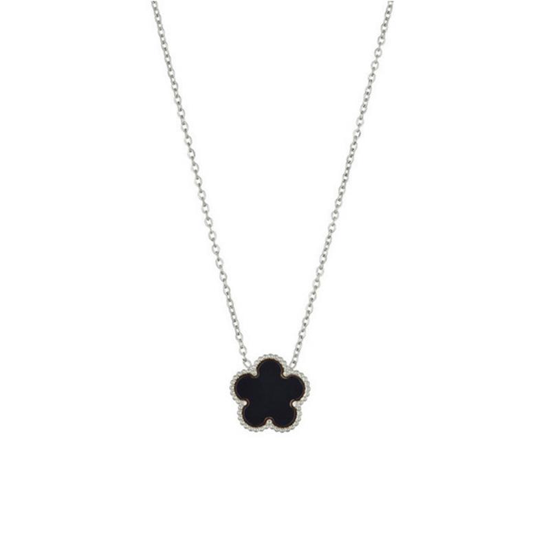 Gold Silver Color Pendant Necklaces Double Sided Flowers Stainless Steel Necklace Elegant Charms for Necklace Women Charm Clover