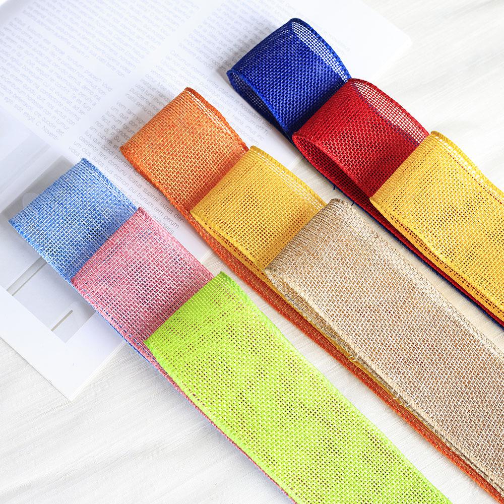 Handmade Multi-Color Faux Linen Ribbon Bow - 5CM Woven Easter Decor