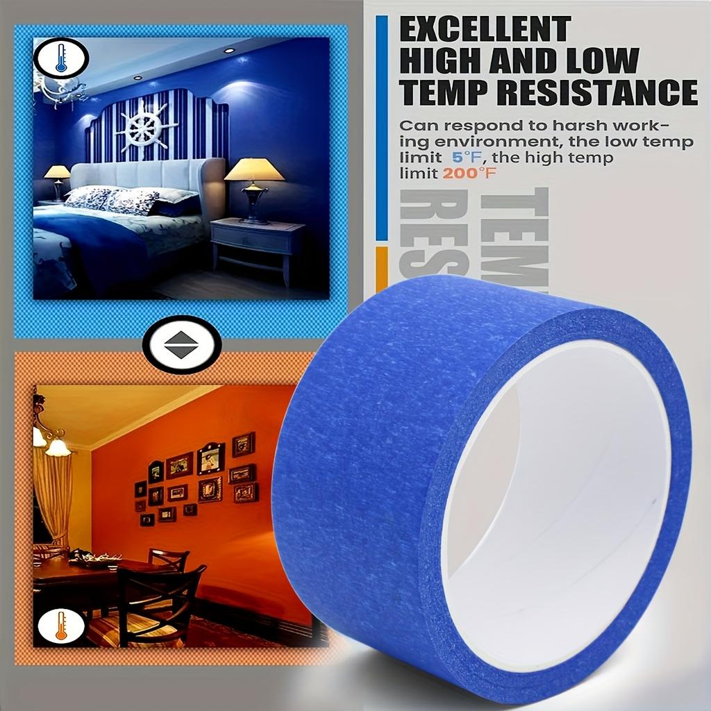 Niebieska Taśma Malarska Wielorozmiarowa - 1/2", 3/4", 1", 2" x 65.6 stopy, Wysokiej Jakości Taśma Maskująca Clean Release do Domu i Biura