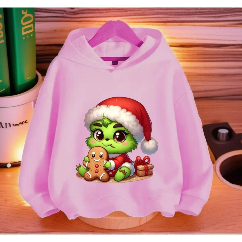 Cartoon Fashion Men Women's Hoodies Christmas Green Monster Print Pullover Cartoon Casual Sweatshirt Kids Hoodies Long Sleeve Clothing