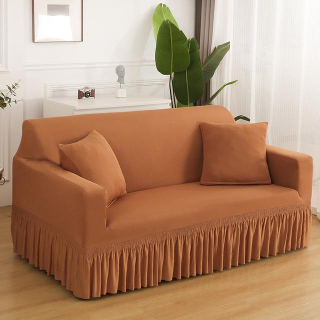 High Stretch Sofa Cover For Living Room Spandex Corner Sofa Covers With Skirt Dustproof Non -Slip Sofa Slipcovers For Home Hotel