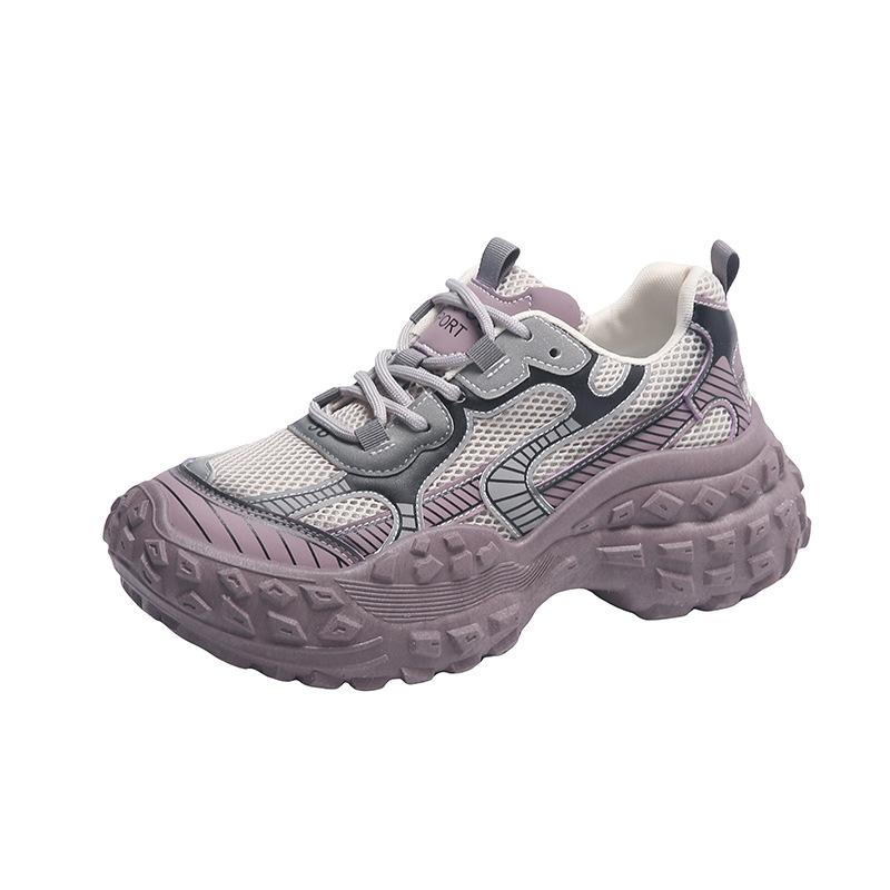 Thick-soled Heightening Dad Shoes Women's Versatile Casual Shoes 2025 New Spring and Autumn European Mesh Breathable Sports Shoes