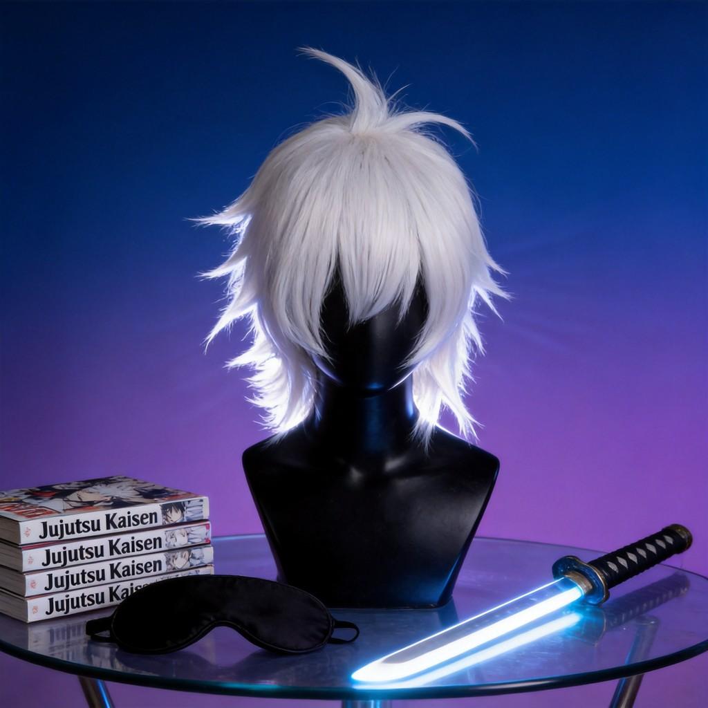 Jujutsu Kaisen Gojo Satoru Cosplay Wig Short White Hightemperature Silk For Anime Fans