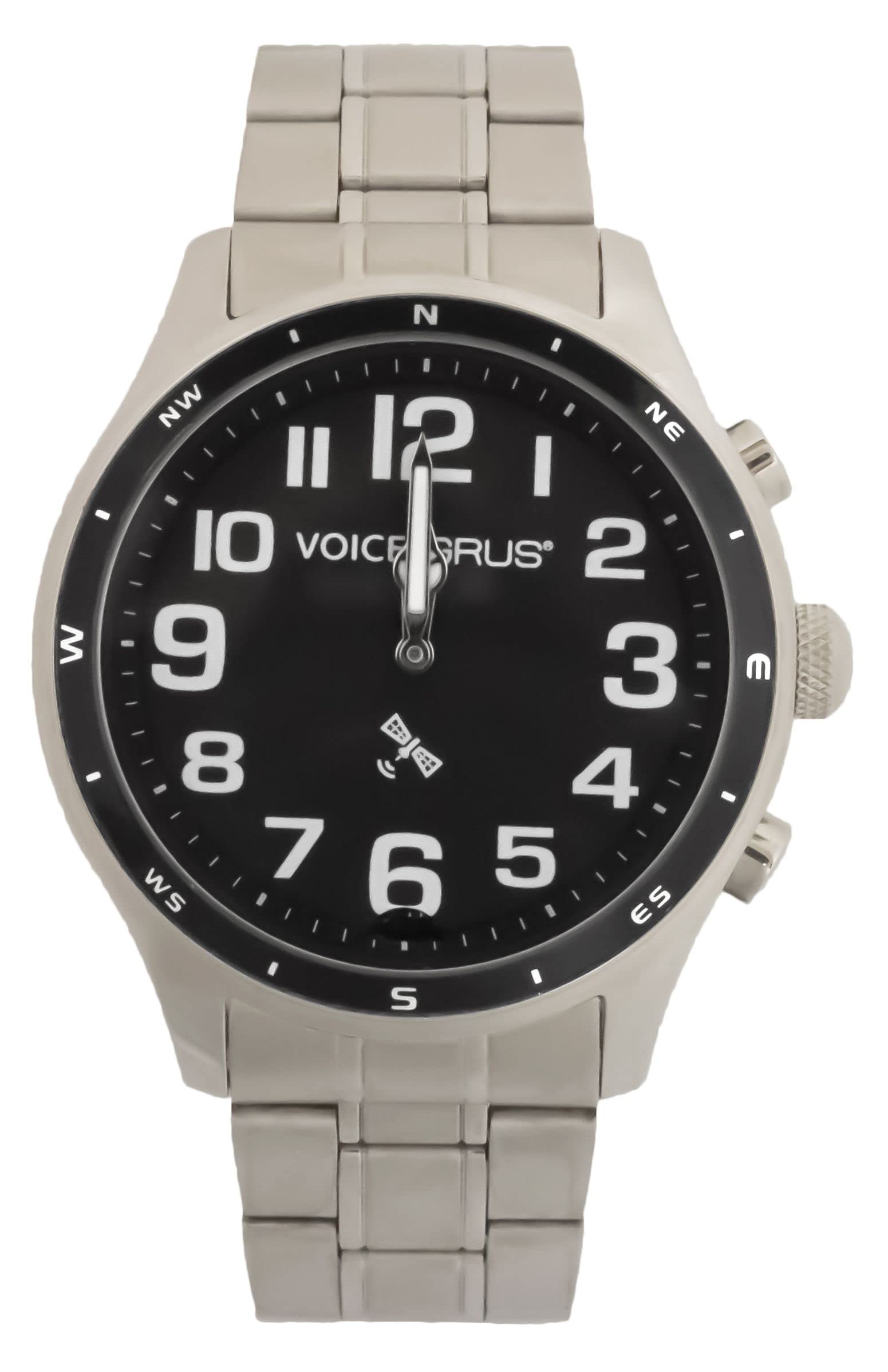 

Wristwatch GNSS Voice Watch 6 Languages Switching Brightness Sensor Waterproof IPX3 Silver [Grus] GRS008-04 Men s чорний