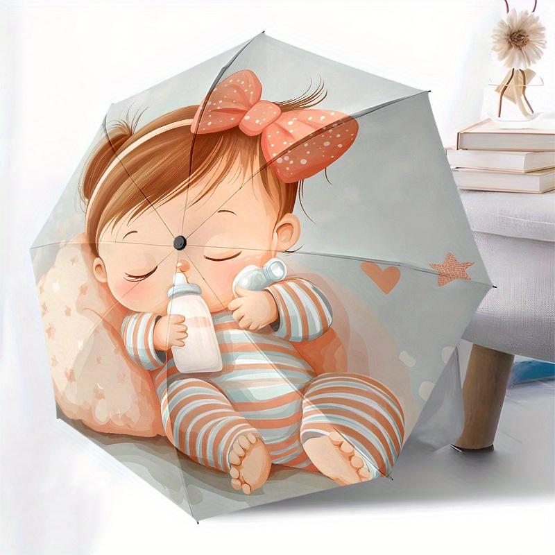 Girl,Bottle Automatic Folding Umbrella 8 Ribs Lightweight Design, Durable Iron Frame, Compact and Portable, Ideal Birthday or Christmas Gi