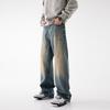 Jeans Boys American Retro High Street Loose Straight Pants Trendy Brand Street Popular Wide Leg Pants Men's and Women's