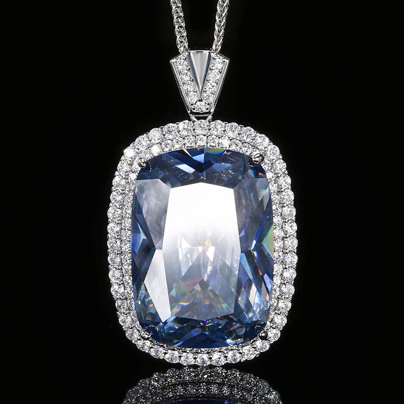 New Jewelry Copper Bottom Gold-Plated Fashion Imitation Color Treasure Temperament Pendant Necklace Main Stone 20 * 28