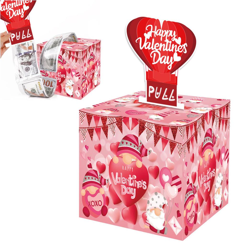 Valentine's Day Surprise Cash Gift Box with Pull-Out Red Envelope