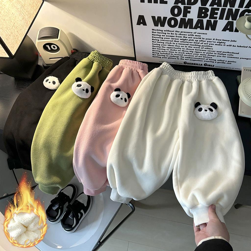 Children's Plus Velvet Pants Autumn and Winter New Style Men's and Women's Baby Thickened Warm Casual Sports Pants Outer Wear Trousers